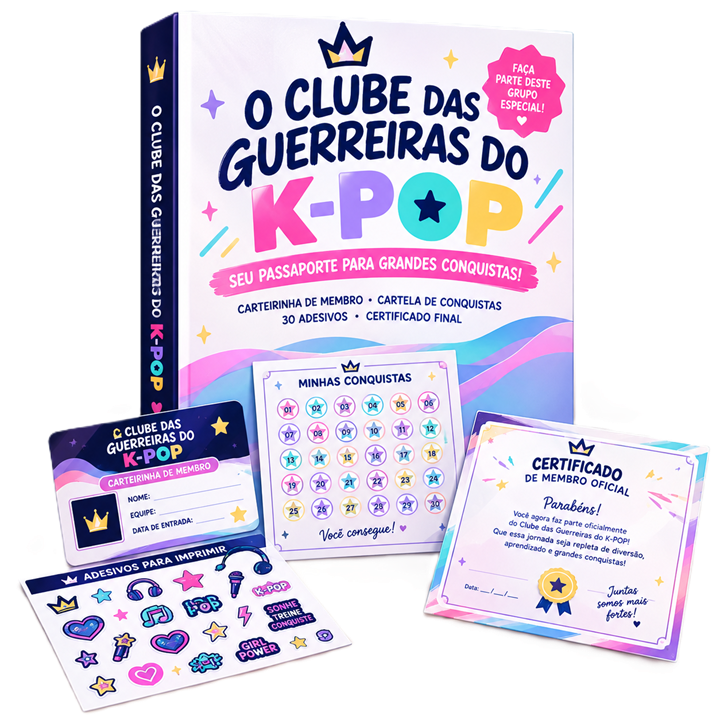 O Clube: carteirinha de membro, cartela de 30 conquistas e certificado