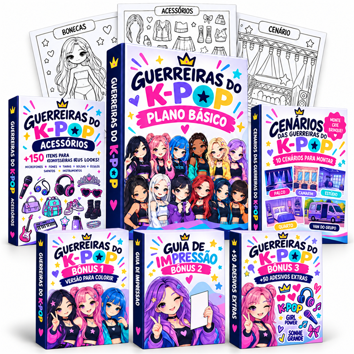 Pack do Plano Básico: bonecas de papel estilo K-pop para imprimir